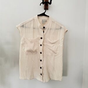 Joie Cream Sleeveless Button-Down Shirt
